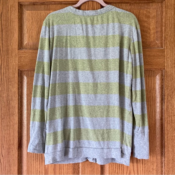 5/$15 Nollie Casual Gray & Yellow Striped Button-up Cardigan Sweatshirt XL - Picture 2 of 7